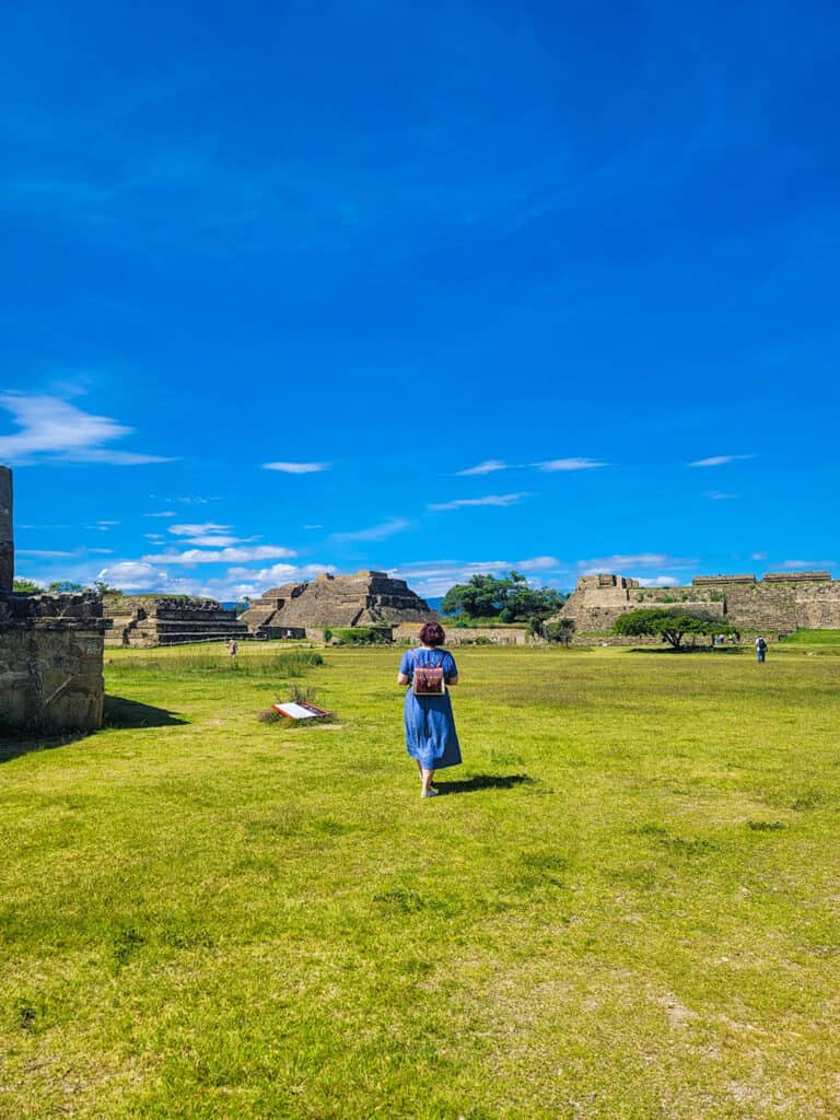 Ashlea walking through the ruins at Monte Albán Oaxaca.